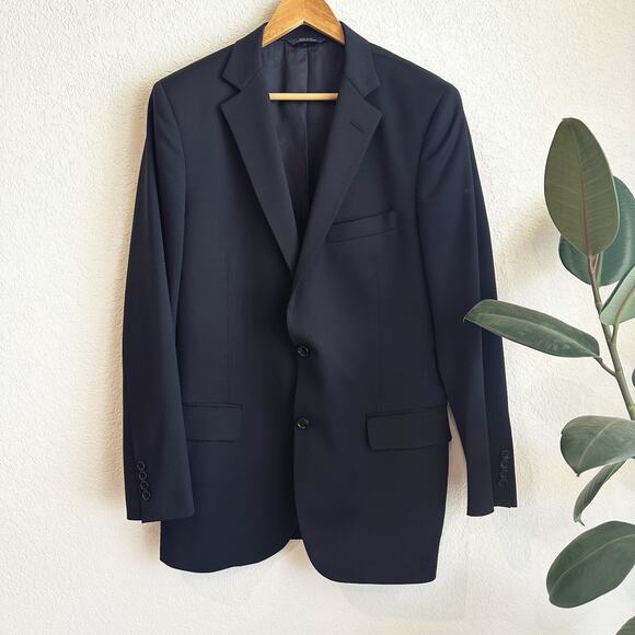 Brooks Brothers Mens 1818 Fitzgerald Wool Suit Blazer Jacket 40L USA Navy Blue - Picture 1 of 10